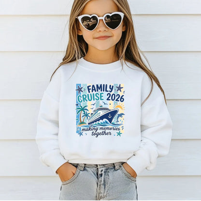 Family Cruise 2026 Retro Cruise Ship DTF Transfer Ready to Press Family Vacation UV DTF Sticker Making Memories Together Ocean Liner Heat Transfer for Shirts