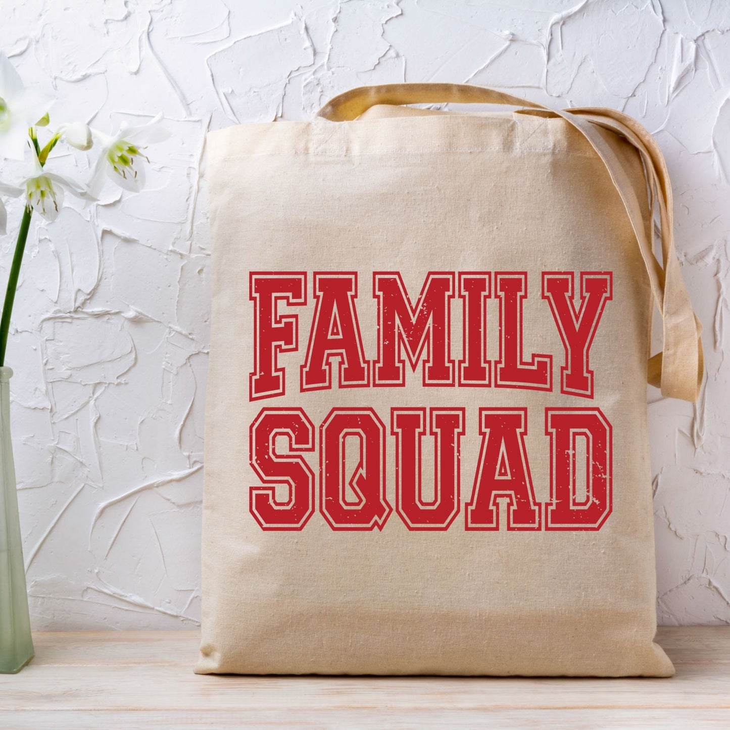 Family Squad Retro Red Distressed DTF Transfer Ready to Press