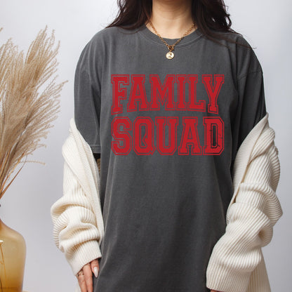 Family Squad Retro Red Distressed DTF Transfer Ready to Press
