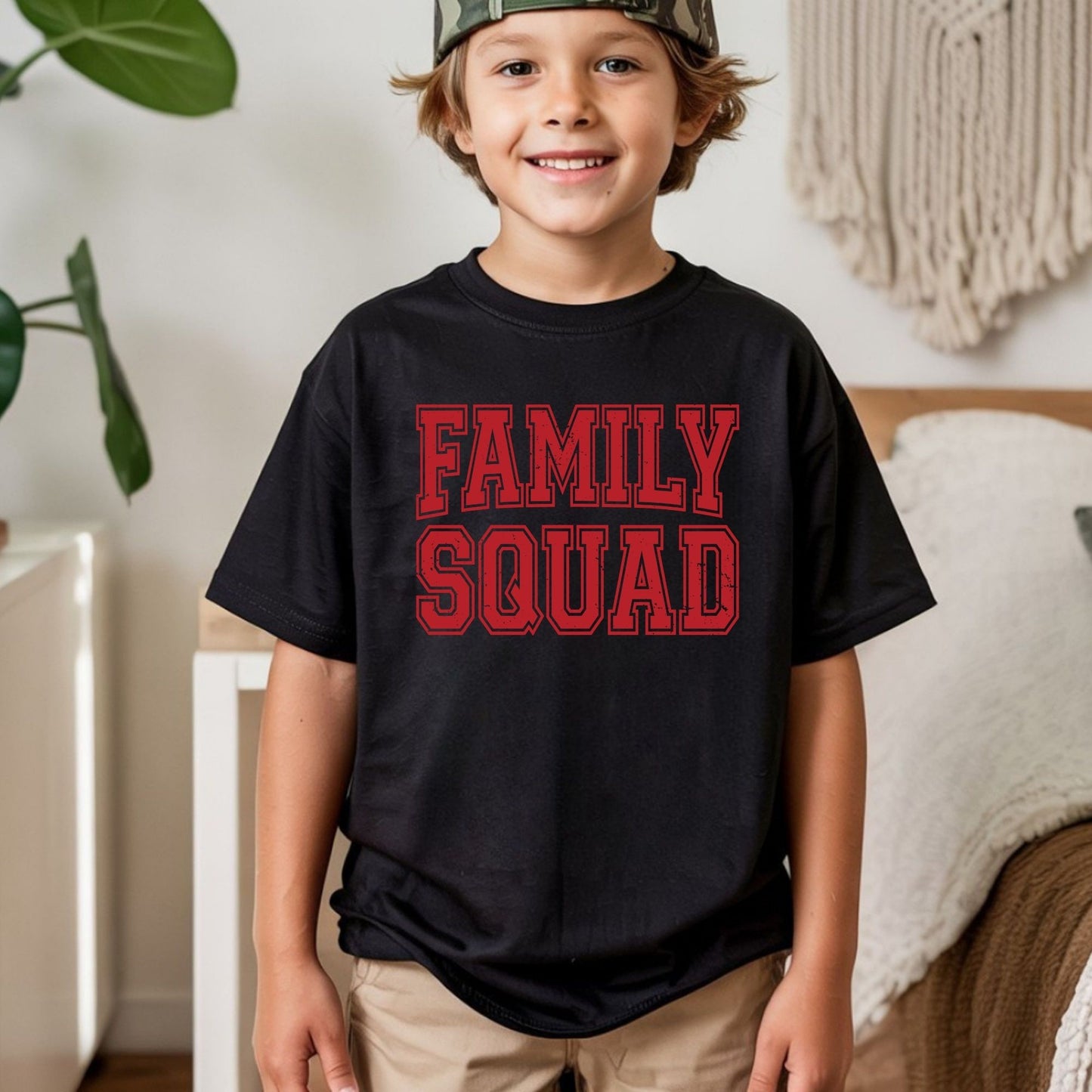 Family Squad Retro Red Distressed DTF Transfer Ready to Press
