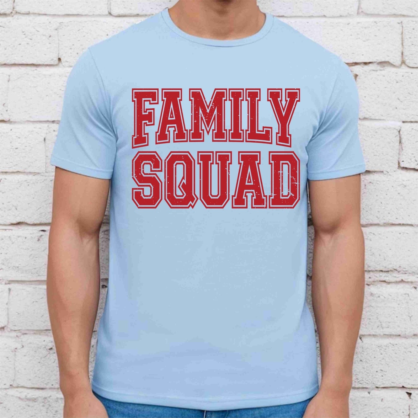 Family Squad Retro Red Distressed DTF Transfer Ready to Press