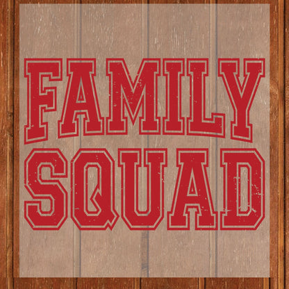 Family Squad Retro Red Distressed DTF Transfer Ready to Press Family Vacation UV DTF Sticker Collegiate Varsity Typography Heat Transfer for Shirts