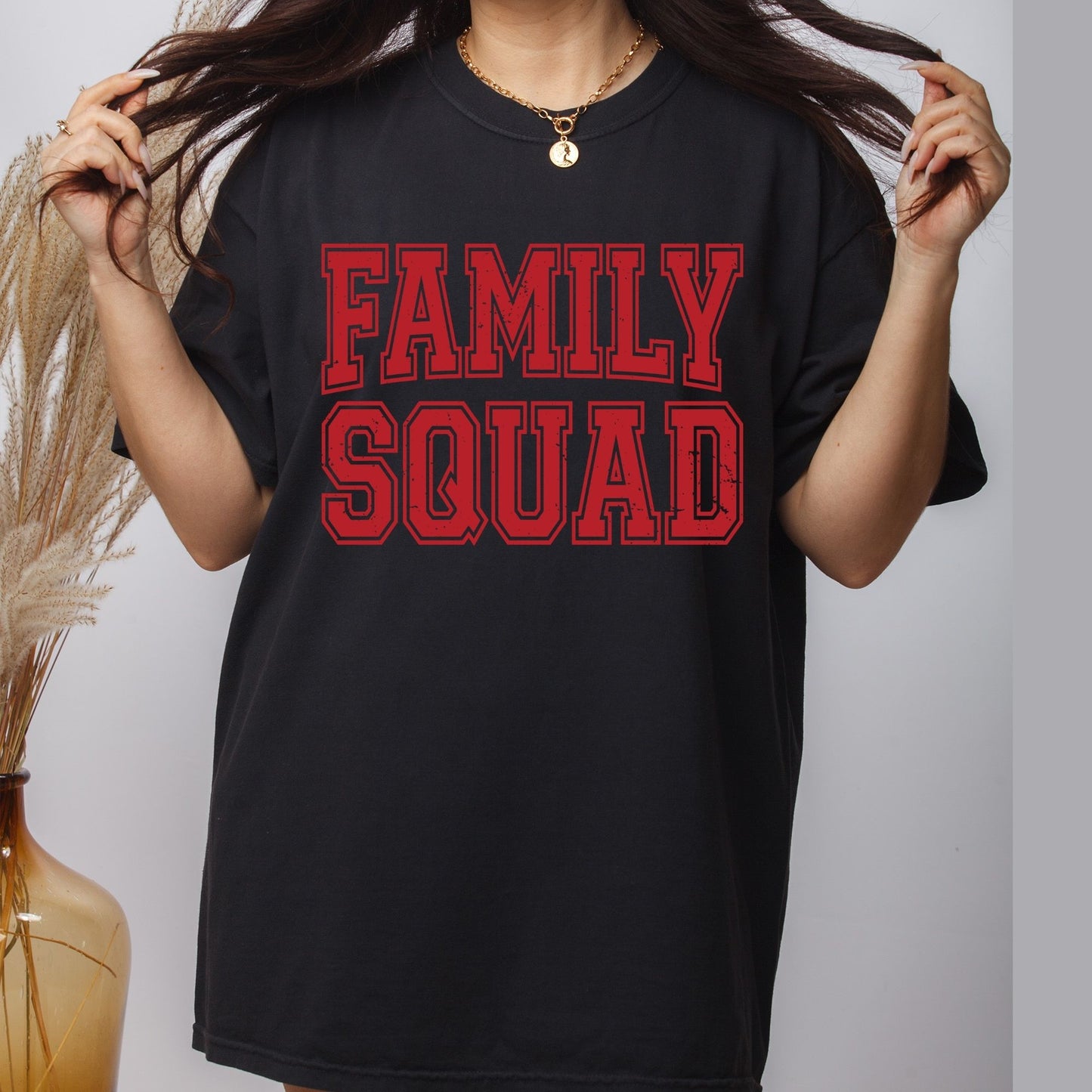 Family Squad Retro Red Distressed DTF Transfer Ready to Press Family Vacation UV DTF Sticker Collegiate Varsity Typography Heat Transfer for Shirts