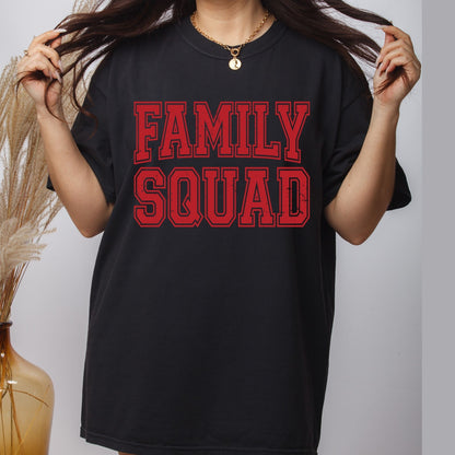 Family Squad Retro Red Distressed DTF Transfer Ready to Press Family Vacation UV DTF Sticker Collegiate Varsity Typography Heat Transfer for Shirts