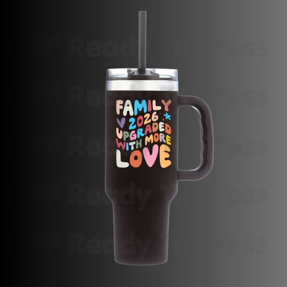 Family Upgraded With More Love 2026 DTF Transfer Ready to Press Retro Pregnancy Announcement Heat Transfer for Shirts UV Sticker Prints
