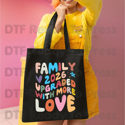 Family Upgraded With More Love 2026 DTF Transfer Ready to Press Retro Pregnancy Announcement Heat Transfer for Shirts UV Sticker Prints