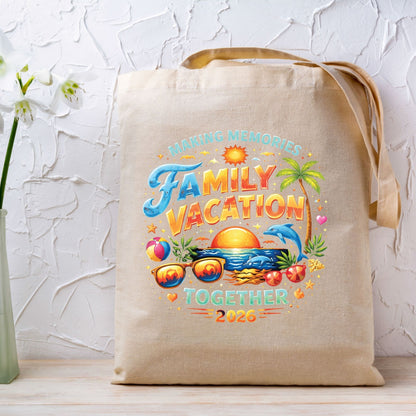 Family Vacation 2026 Making Memories Together Retro Beach DTF Transfer Ready to Press Summer Trip UV DTF Sticker Sunglasses Dolphin Palm Tree Heat Transfer for Shirts