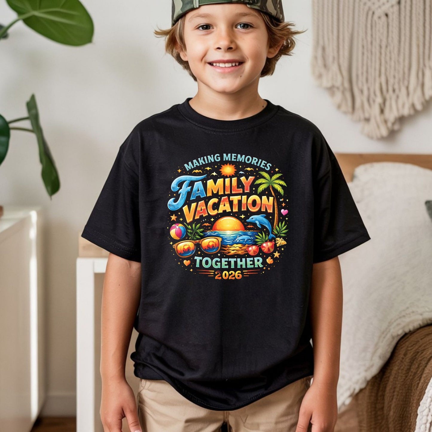 Family Vacation 2026 Making Memories Together Retro Beach DTF Transfer Ready to Press Summer Trip UV DTF Sticker Sunglasses Dolphin Palm Tree Heat Transfer for Shirts