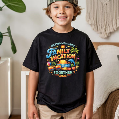 Family Vacation 2026 Making Memories Together Retro Beach DTF Transfer Ready to Press Summer Trip UV DTF Sticker Sunglasses Dolphin Palm Tree Heat Transfer for Shirts