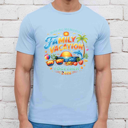 Family Vacation 2026 Making Memories Together Retro Beach DTF Transfer Ready to Press Summer Trip UV DTF Sticker Sunglasses Dolphin Palm Tree Heat Transfer for Shirts