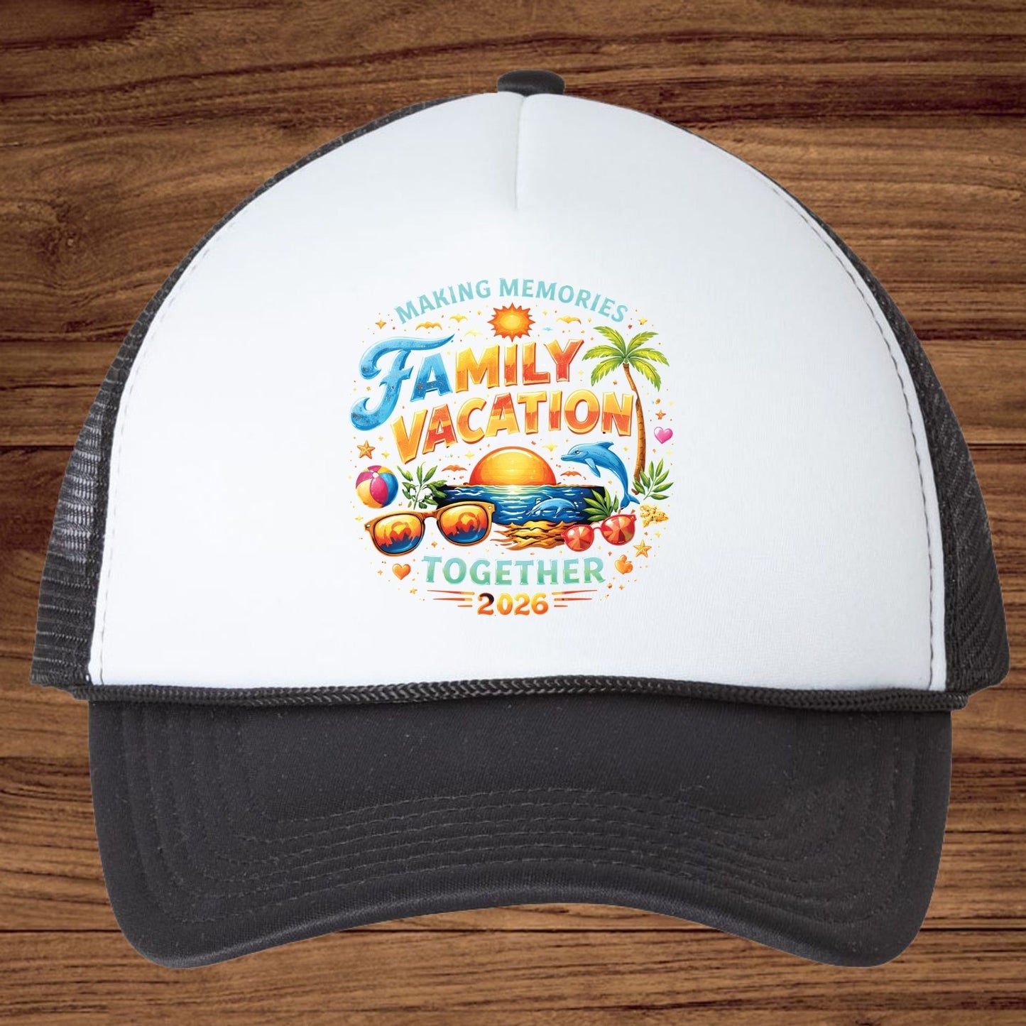 Family Vacation 2026 Making Memories Together Retro Beach DTF Transfer Ready to Press Summer Trip UV DTF Sticker Sunglasses Dolphin Palm Tree Heat Transfer for Shirts
