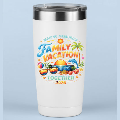 Family Vacation 2026 Making Memories Together Retro Beach DTF Transfer Ready to Press Summer Trip UV DTF Sticker Sunglasses Dolphin Palm Tree Heat Transfer for Shirts