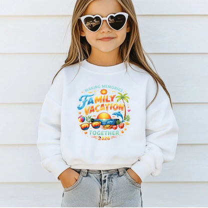 Family Vacation 2026 Making Memories Together Retro Beach DTF Transfer Ready to Press Summer Trip UV DTF Sticker Sunglasses Dolphin Palm Tree Heat Transfer for Shirts