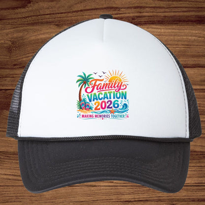Family Vacation 2026 Retro Beach DTF Transfer Ready to Press Summer Trip UV DTF Sticker Making Memories Flip Flops & Palm Tree Heat Transfer for Shirts