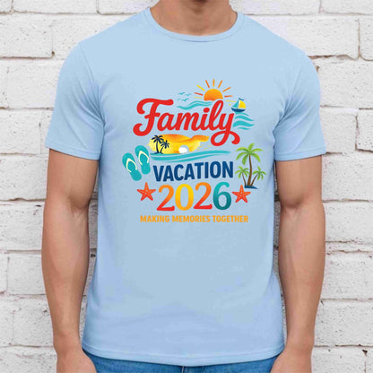 Family Vacation 2026 Retro Beach DTF Transfer Ready to Press Summer Trip UV DTF Sticker Making Memories Flip Flops & Sailboat Heat Transfer for Shirts