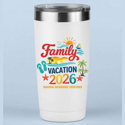 Family Vacation 2026 Retro Beach DTF Transfer Ready to Press Summer Trip UV DTF Sticker Making Memories Flip Flops & Sailboat Heat Transfer for Shirts