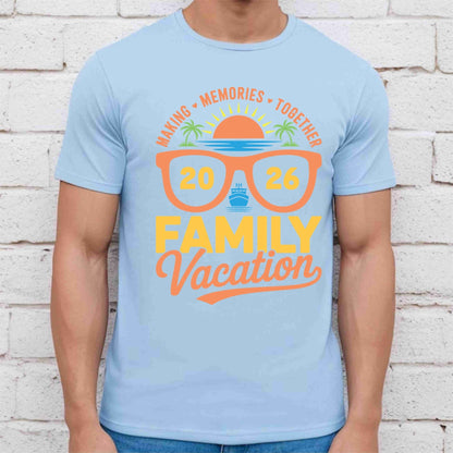 Family Vacation 2026 Retro Sunglasses DTF Transfer Ready to Press Cruise Ship UV DTF Sticker Making Memories Together Beach Sunset Heat Transfer for Shirts