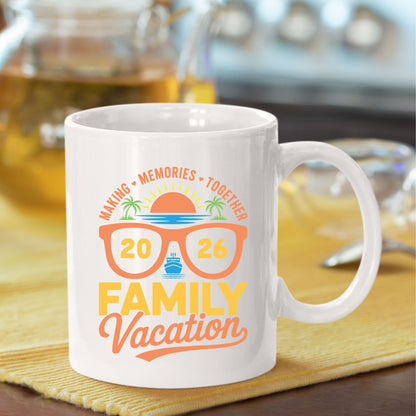 Family Vacation 2026 Retro Sunglasses DTF Transfer Ready to Press Cruise Ship UV DTF Sticker Making Memories Together Beach Sunset Heat Transfer for Shirts