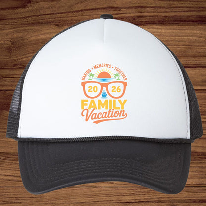 Family Vacation 2026 Retro Sunglasses DTF Transfer Ready to Press Cruise Ship UV DTF Sticker Making Memories Together Beach Sunset Heat Transfer for Shirts