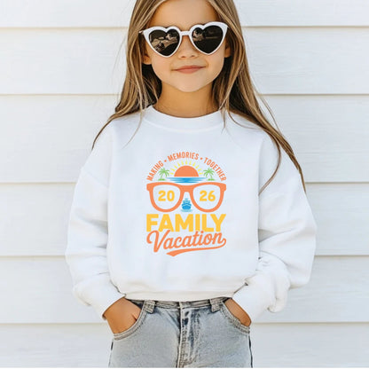 Family Vacation 2026 Retro Sunglasses DTF Transfer Ready to Press Cruise Ship UV DTF Sticker Making Memories Together Beach Sunset Heat Transfer for Shirts