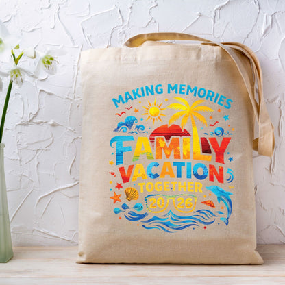 Family Vacation 2026 Retro Sunset DTF Transfer Ready to Press Summer Trip UV DTF Sticker Making Memories Palm Tree & Dolphin Heat Transfer for Shirts
