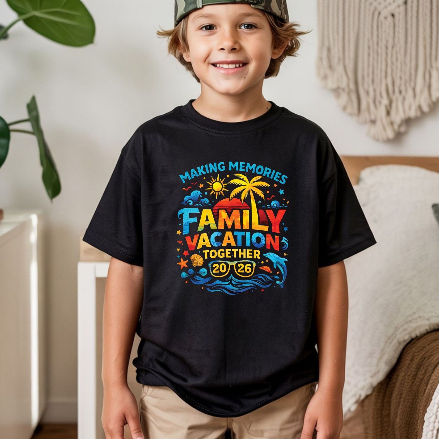 Family Vacation 2026 Retro Sunset DTF Transfer Ready to Press Summer Trip UV DTF Sticker Making Memories Palm Tree & Dolphin Heat Transfer for Shirts