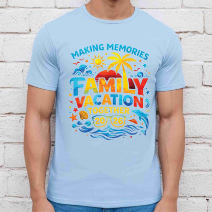 Family Vacation 2026 Retro Sunset DTF Transfer Ready to Press Summer Trip UV DTF Sticker Making Memories Palm Tree & Dolphin Heat Transfer for Shirts