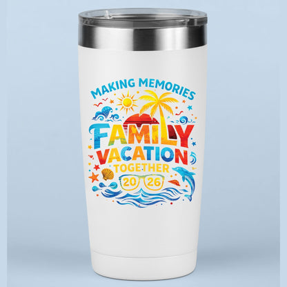 Family Vacation 2026 Retro Sunset DTF Transfer Ready to Press Summer Trip UV DTF Sticker Making Memories Palm Tree & Dolphin Heat Transfer for Shirts