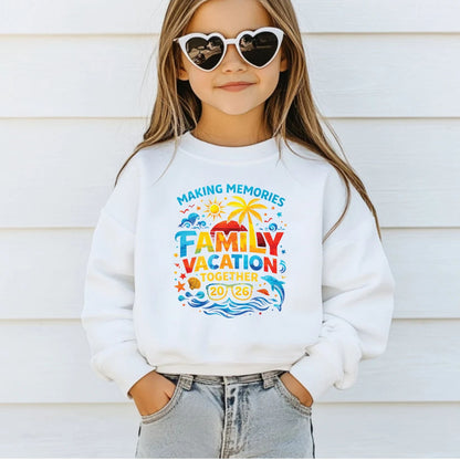 Family Vacation 2026 Retro Sunset DTF Transfer Ready to Press Summer Trip UV DTF Sticker Making Memories Palm Tree & Dolphin Heat Transfer for Shirts
