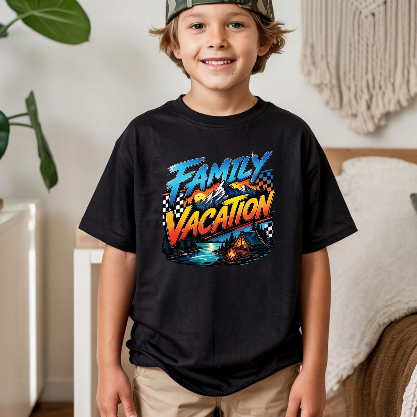 Family Vacation Mountain Camping DTF Transfer Ready to Press Road Trip UV DTF Sticker Campfire & Lake Heat Transfer for Shirts