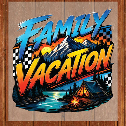 Family Vacation Mountain Camping DTF Transfer Ready to Press Road Trip UV DTF Sticker Campfire & Lake Heat Transfer for Shirts