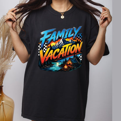 Family Vacation Mountain Camping DTF Transfer Ready to Press Road Trip UV DTF Sticker Campfire & Lake Heat Transfer for Shirts