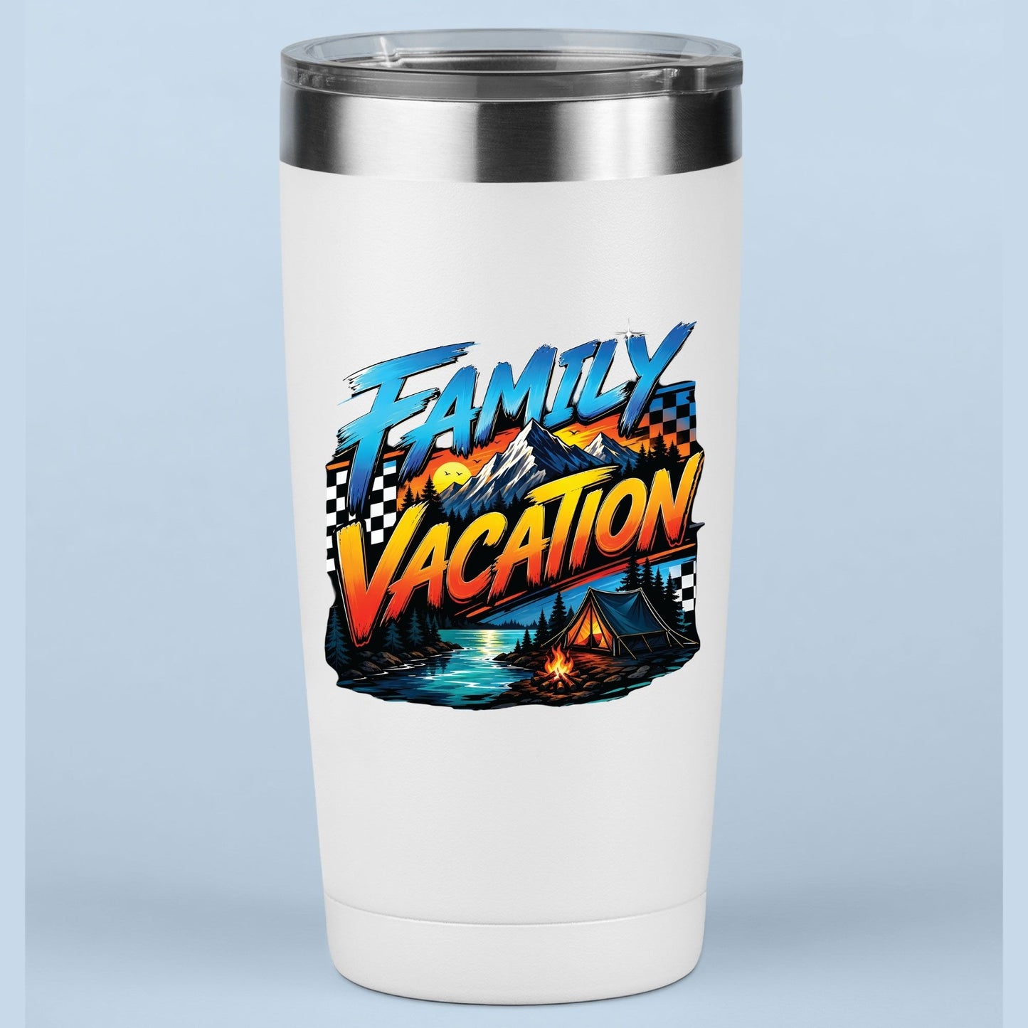 Family Vacation Mountain Camping DTF Transfer Ready to Press Road Trip UV DTF Sticker Campfire & Lake Heat Transfer for Shirts