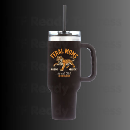 Feral Moms Social Club DTF Transfer Ready to Press Raising Hellions Retro Tiger Heat Transfer For Shirts Funny Mom Life UV Sticker Prints