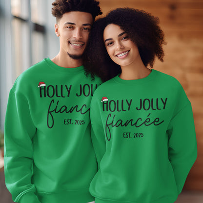 Fiance Christmas Couple Sweatshirt, Fiancee Matching Christmas Shirts, Engaged Couple 2025 Tee, Christmas Engagement Announcement Shirts