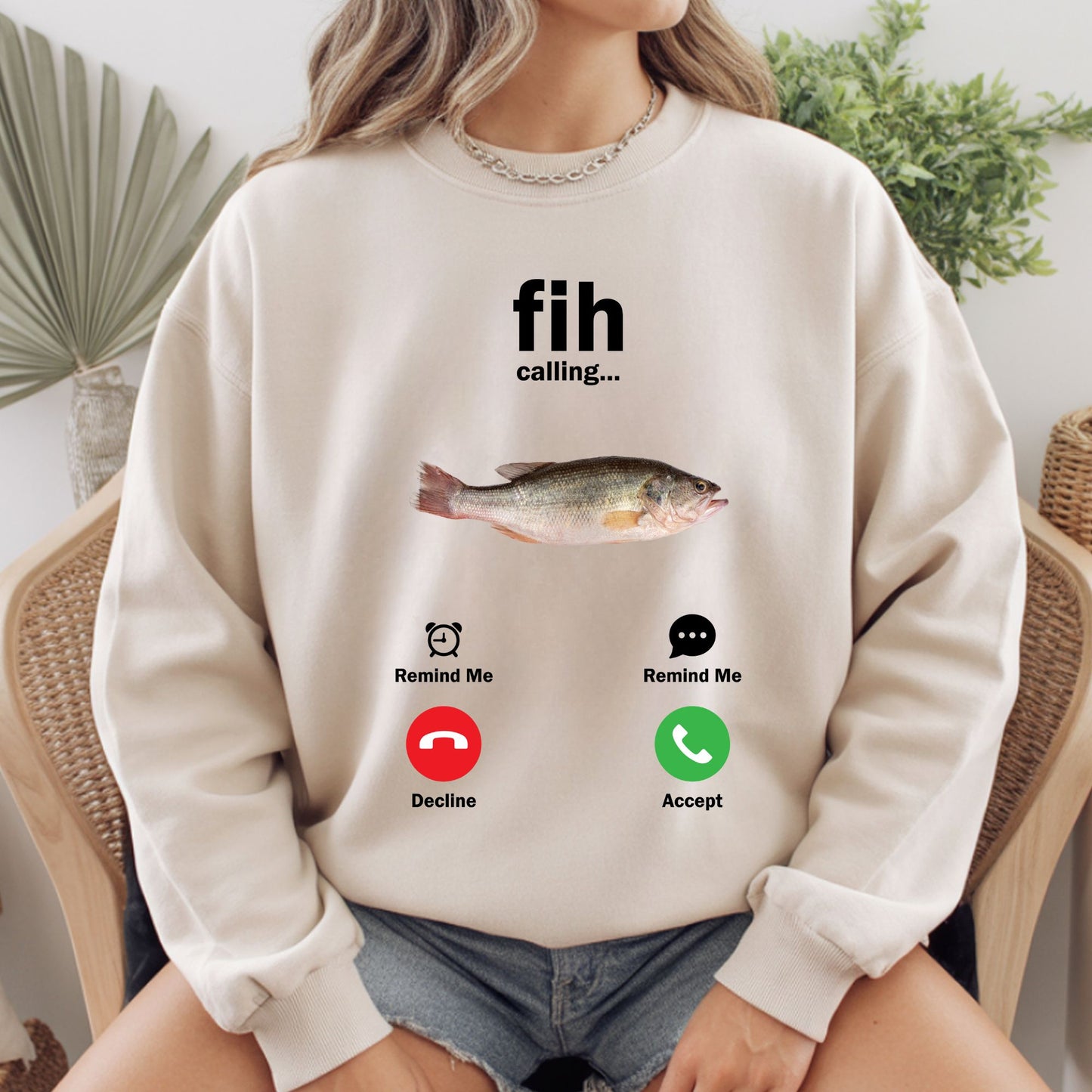 Fih Calling Meme Comfort Colors T Shirts Funny Gen Z Graphic Sweatshirt