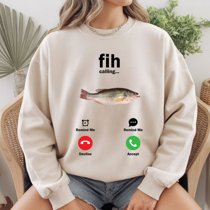 Fih Calling Meme Comfort Colors T Shirts Funny Gen Z Graphic Sweatshirt
