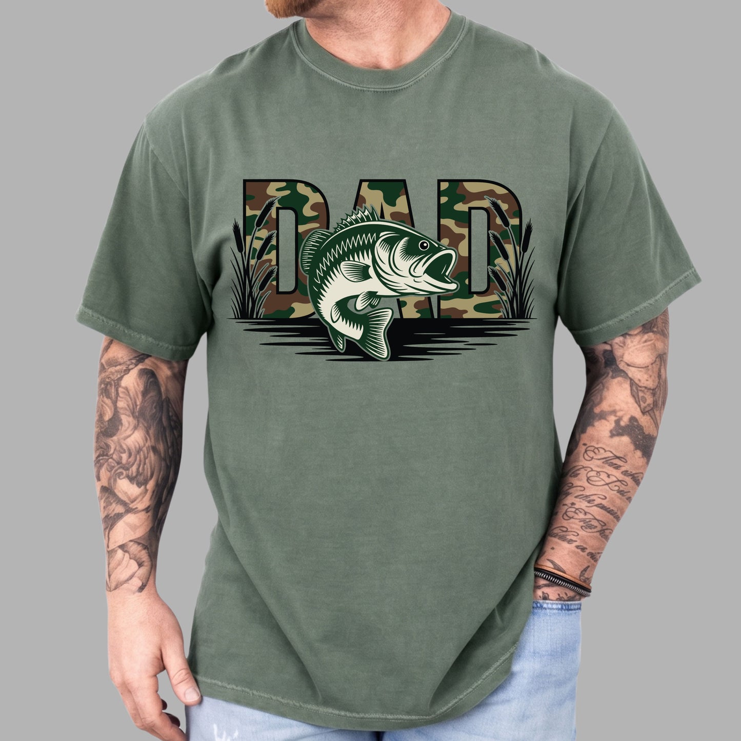 Fishing Camo Dad Comfort Colors T Shirt