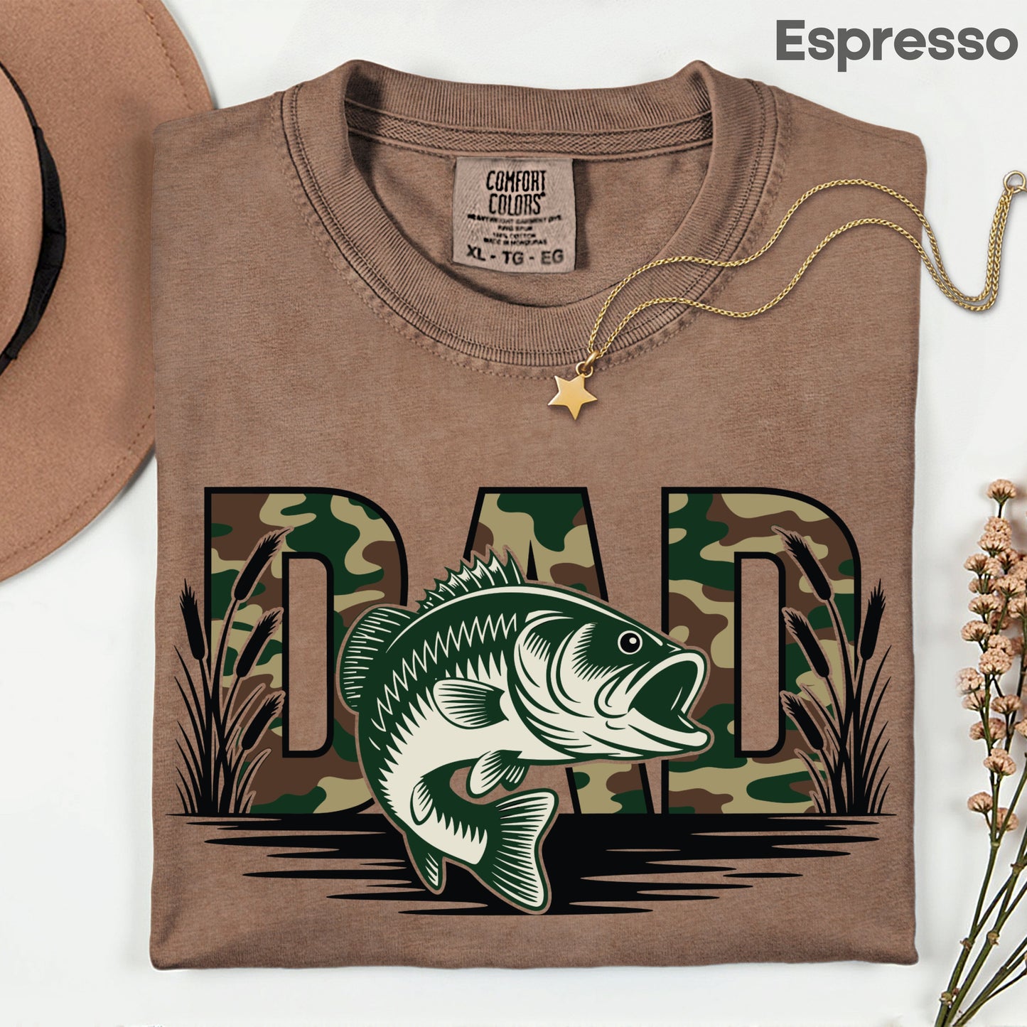 Fishing Camo Dad Comfort Colors T Shirt