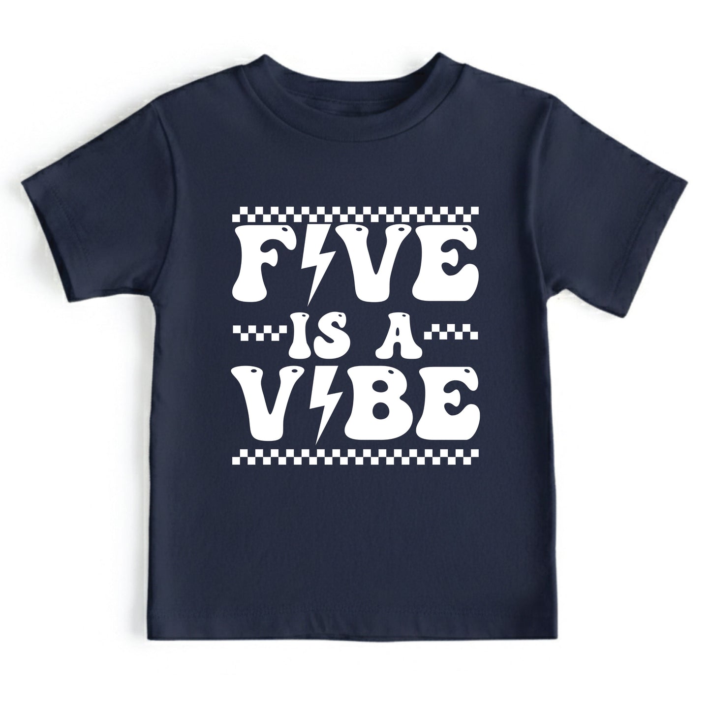Five Is A Vibe Shirt 5th Birthday Toddler Tee Retro Kids Birthday Gift Five Year Old Childrens Clothing Checkered Birthday Party Apparel