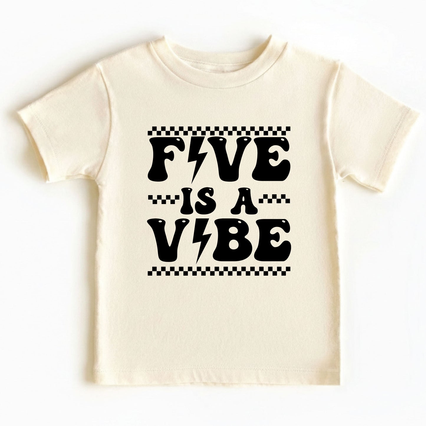 Five Is A Vibe Shirt 5th Birthday Toddler Tee Retro Kids Birthday Gift Five Year Old Childrens Clothing Checkered Birthday Party Apparel
