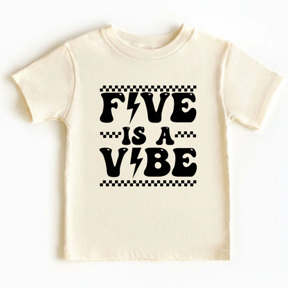Five Is A Vibe Shirt 5th Birthday Toddler Tee Retro Kids Birthday Gift Five Year Old Childrens Clothing Checkered Birthday Party Apparel