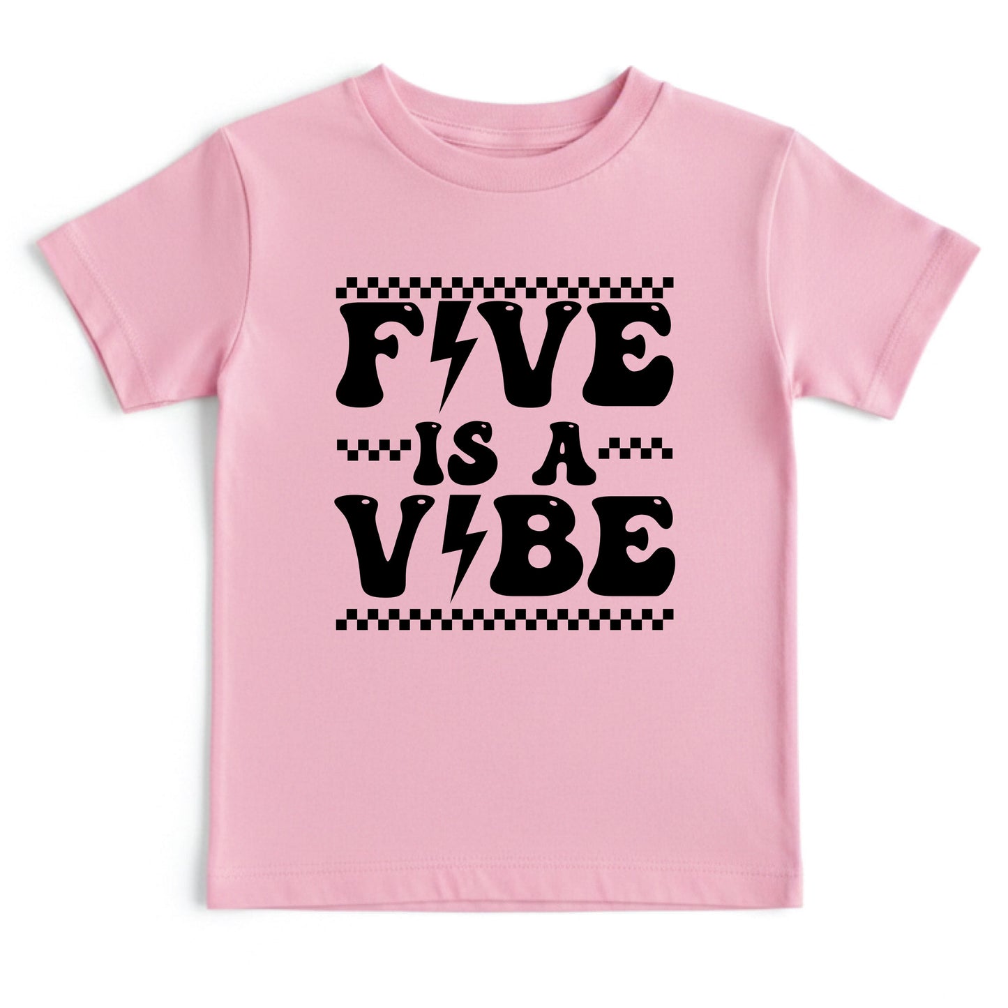 Five Is A Vibe Shirt 5th Birthday Toddler Tee Retro Kids Birthday Gift Five Year Old Childrens Clothing Checkered Birthday Party Apparel