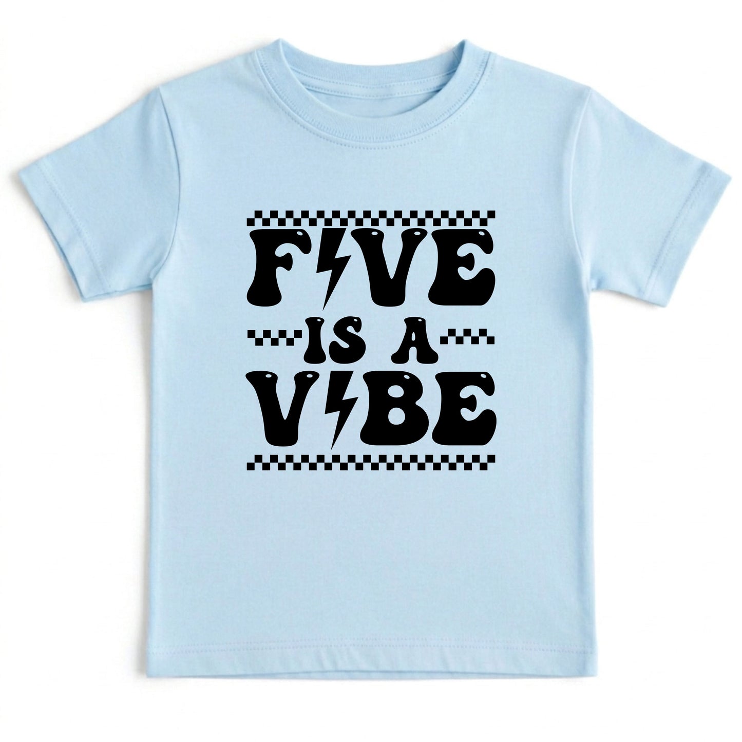 Five Is A Vibe Shirt 5th Birthday Toddler Tee Retro Kids Birthday Gift Five Year Old Childrens Clothing Checkered Birthday Party Apparel