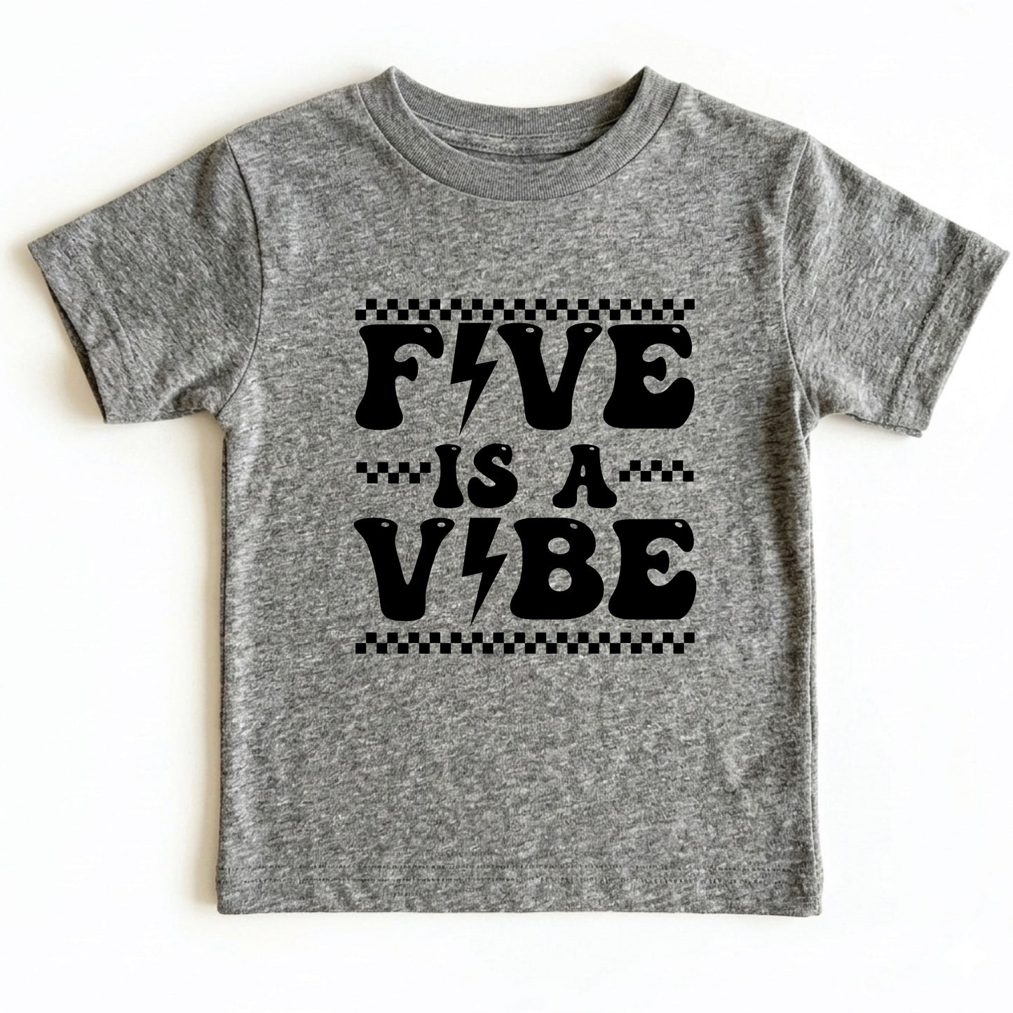 Five Is A Vibe Shirt 5th Birthday Toddler Tee Retro Kids Birthday Gift Five Year Old Childrens Clothing Checkered Birthday Party Apparel