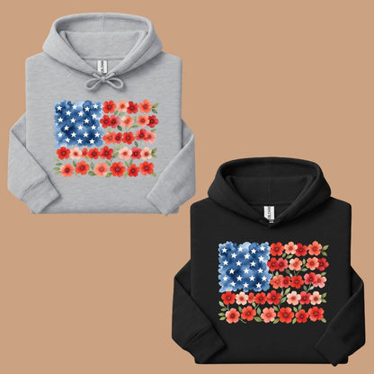 Floral American Flag Comfort Colors T Shirts Watercolor Patriotic Tee Cute Red White Blue Flower Shirt 4th of July Fourth of July Gifts