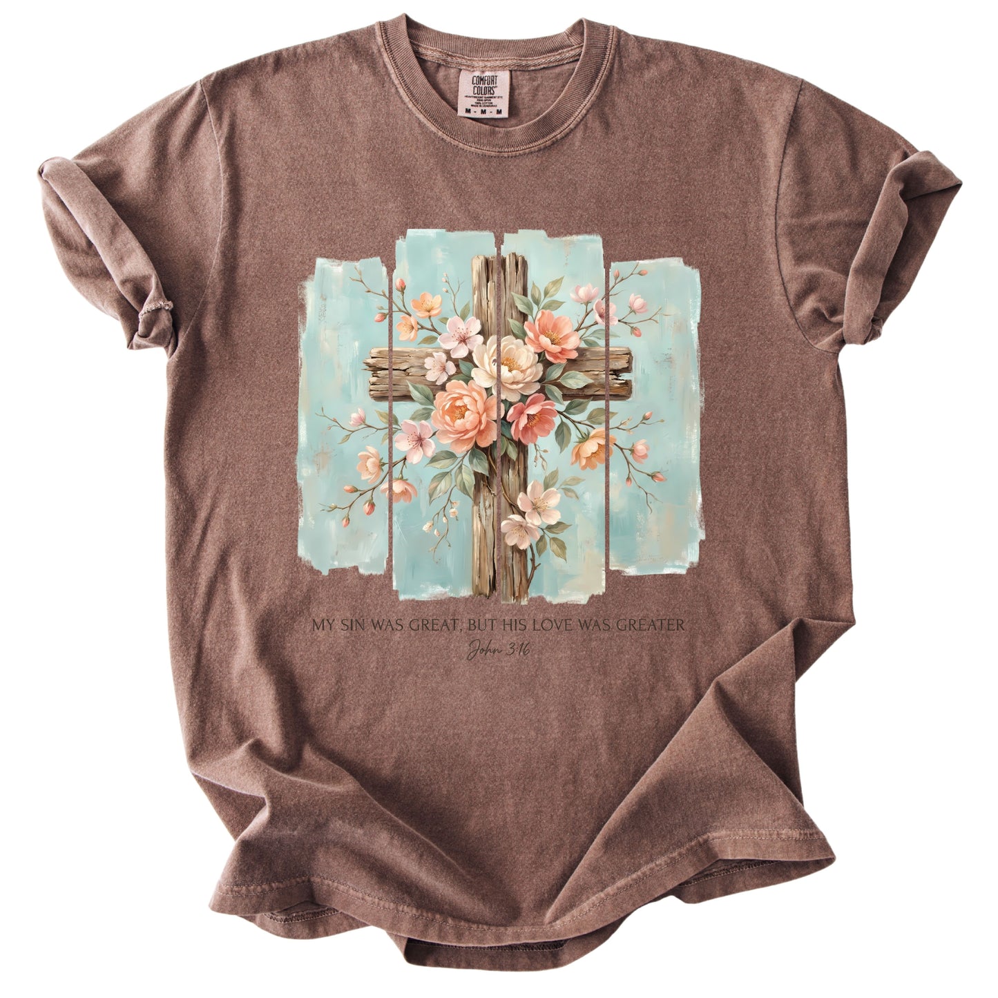 Floral Cross Christian Comfort Colors T Shirt