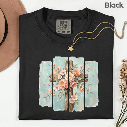 Floral Cross Christian Comfort Colors T Shirt