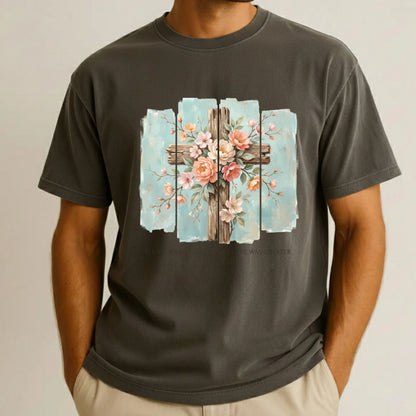Floral Cross Christian Comfort Colors T Shirt Sport Gospel Bible Verse Tees Jesus Faith Apparel Tank Top Religious Long Sleeve Gifts