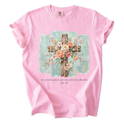 Floral Cross Christian Comfort Colors T Shirt Sport Gospel Bible Verse Tees Jesus Faith Apparel Tank Top Religious Long Sleeve Gifts